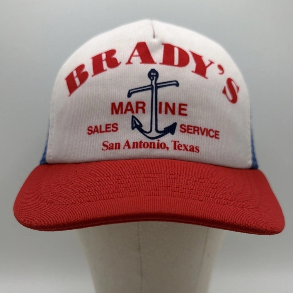 Vintage Brady's Marine Sales & Service Trucker Hat. 80's San Antonio, Texas